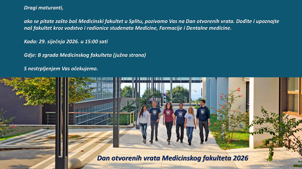 Četvrtak, 29. siječnja 2026. Dan otvorenih vrata Medicinskog fakulteta u Splitu